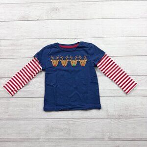 Baby Mini Boden Holiday Christmas Reindeer Appliqué Shirt